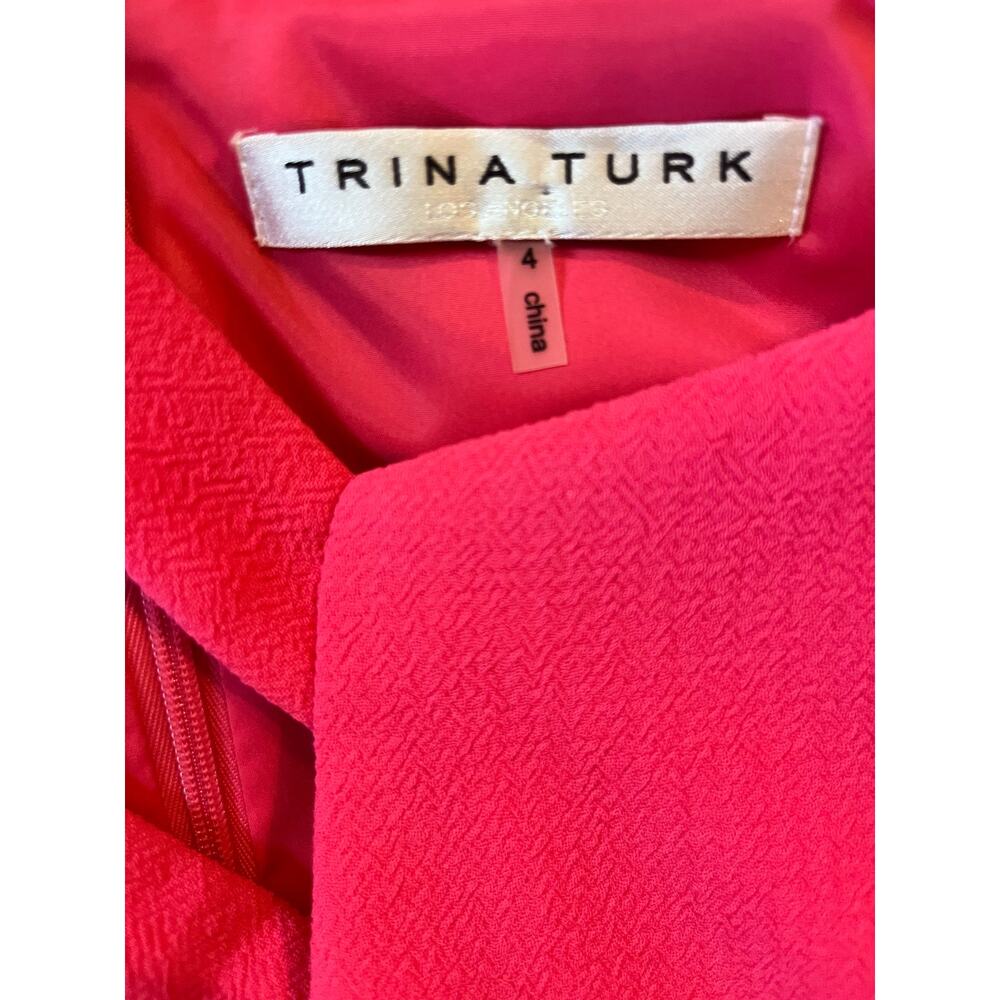 NWOT Trina Turk Felisha Pink Crepe Halter Shift Dress Pleat Front Size 4 - Picture 5 of 8